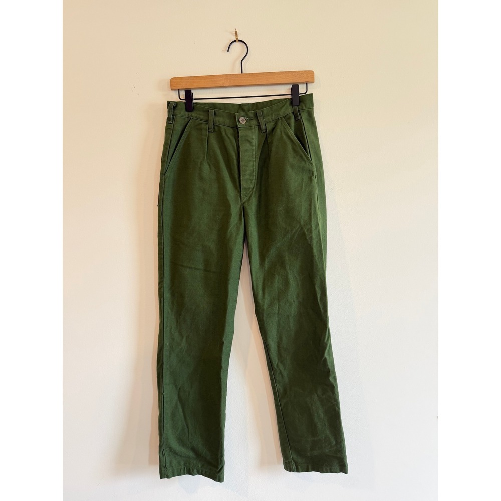 Vintage Swedish Military M59 Field Trousers Green Cotton Twill Pants C40